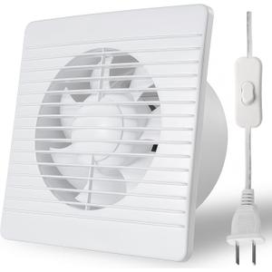 6 Inch Exhaust Fan, 26W Wall Mount Small Ventilation Fan With Switch, 139CFM Ventilation Extractor Fan With Anti-backflow Check Valve Ultra Thin For Bathroom Kitchen Garage(White)