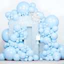 PartyWoo Baby Blue Balloons 140pcs Different Sizes of 18 12 10 5 Inch Light Pastel Sky Aqua Blue Balloon Arch Kit Garland for Graduation Baby Shower Gender Reveal Easter Party Decorations Blue-Q13,  baby blue