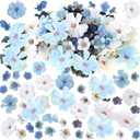 Geosar 120 Pcs Small Flowers for Crafts Spring Mini Faux Flowers Artificial Silk Fabric Floral Daisy Peony Floral Decorations DIY Wreath Accessories for Wedding Home Decor. (Blue, Fresh Style)