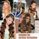 FLUFYMOOZ 4PCS Half Up Half Down Ponytail Extension Set, Fake Ponytail Soft Synthetic Hairpiece for Women, Long Thick Clip in Hair Extensions Wavy Fuller High Wrap Around (Deep Brown with Dirty Blonde 22In)