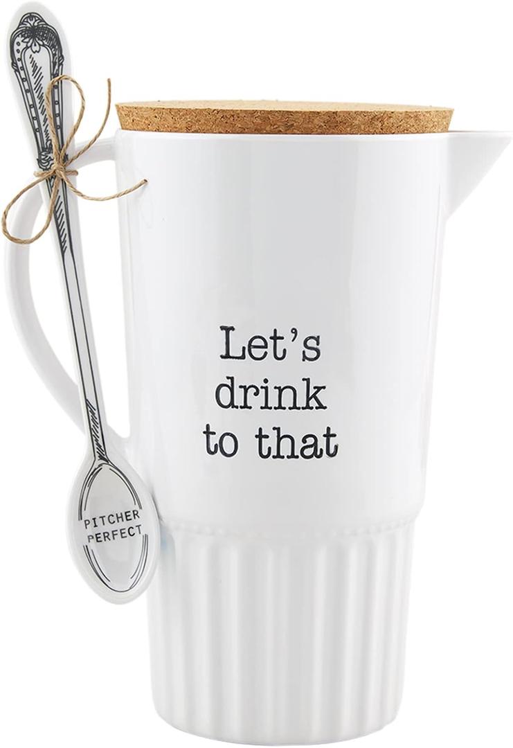 Mud Pie Melamine Pitcher and Spoon Set, White, 31 oz Mud Pie Melamine Pitcher and Spoon Set, White, 31 oz