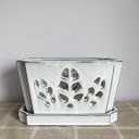 10inch Rectangle Ceramic Orchid pots with Holes with Saucer (White)
