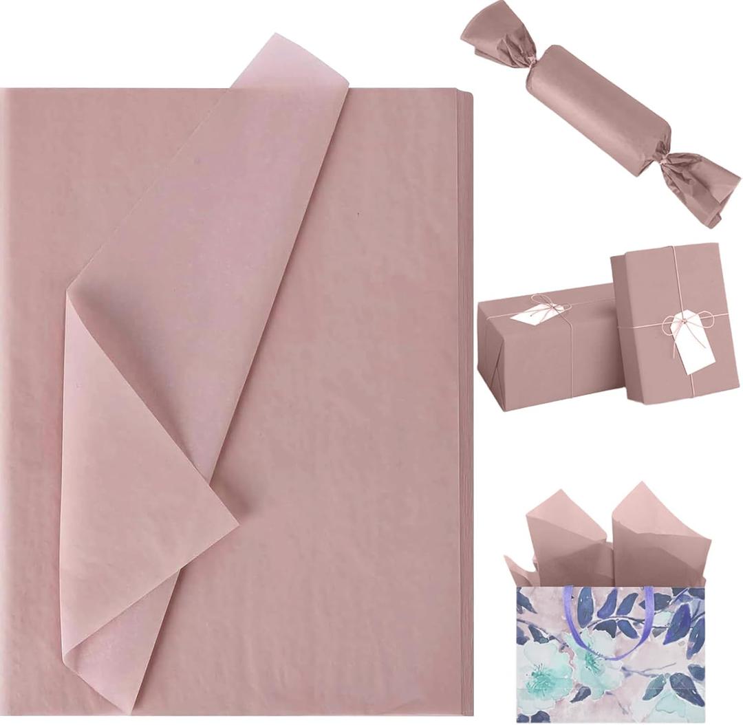 120 Sheets Pink Tissue Paper Dusty Pink Gift Wrapping Tissue Paper Bulk DIY Art Craft Tissue for Gift Bags Valentines Day Wedding Birthday Baby Shower, 20 X 14