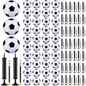 Leyndo 100 Pcs Christmas Operation Gifts Include Deflated Size 5 Soccer Balls with Pumps in Bulk with Needles for Adults Christmas Charity Training Practice Game Play Gifts (Black)