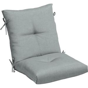 Arden Selections Outdoor Plush Modern Tufted Blowfill Dining Chair Cushion, 21 x 40, Water Repellent, Fade Resistant, Tufted Cushion for Dining and Bistro Chairs, Stone Grey Leala