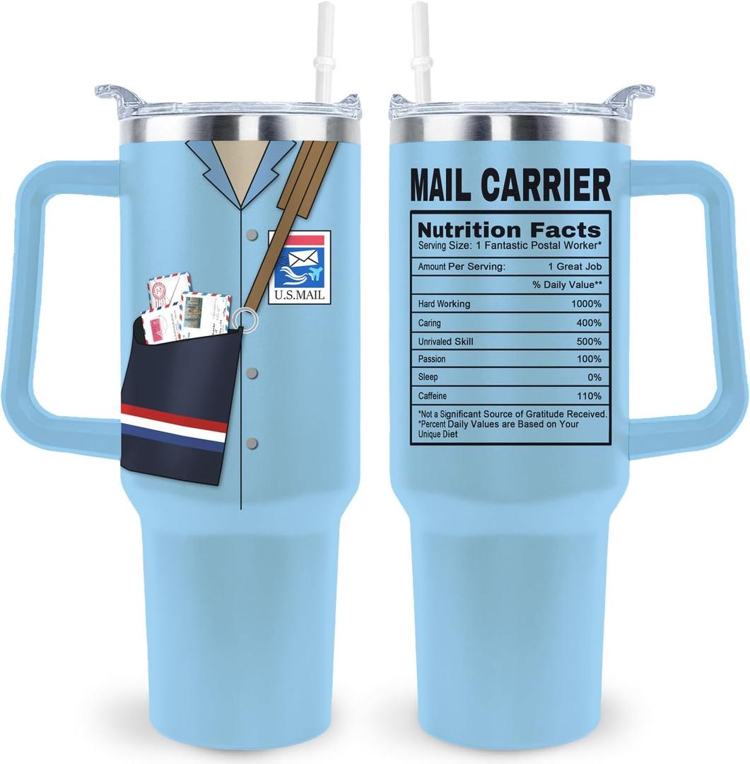 Mail Carrier Gifts for Men Women Mail Carrier Tumbler Cup Mailman Gift 40 Oz Travel Mug With Lid Straw and Handle