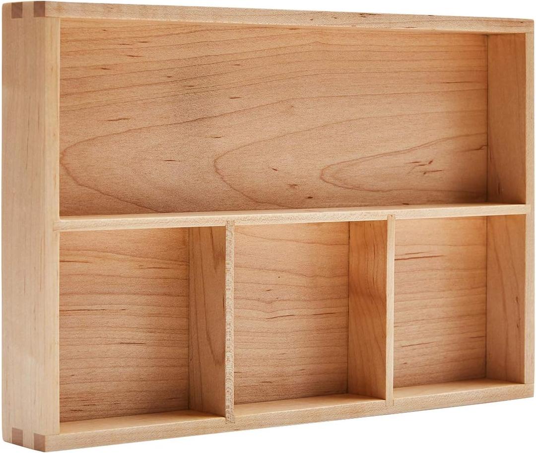 pandapark Wood Organizer Tray,Black Walnut,Desk & Drawer Storage Box (Maple Master)