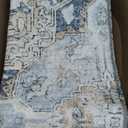 GENIMO Machine Washable 8x10 Area Rugs for Living Room, Non Slip Vintage Rugs, Low Pile Lightweight Chenille Print Rug for Bedroom, Dining Room, Home Office, Blue Gray