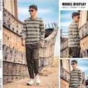 ZVX Striped Long Sleeve Shirt Men,Crewneck Mens Striped T Shirt, Classic Casual Top Light Green Stripes X-Large (Green, M)