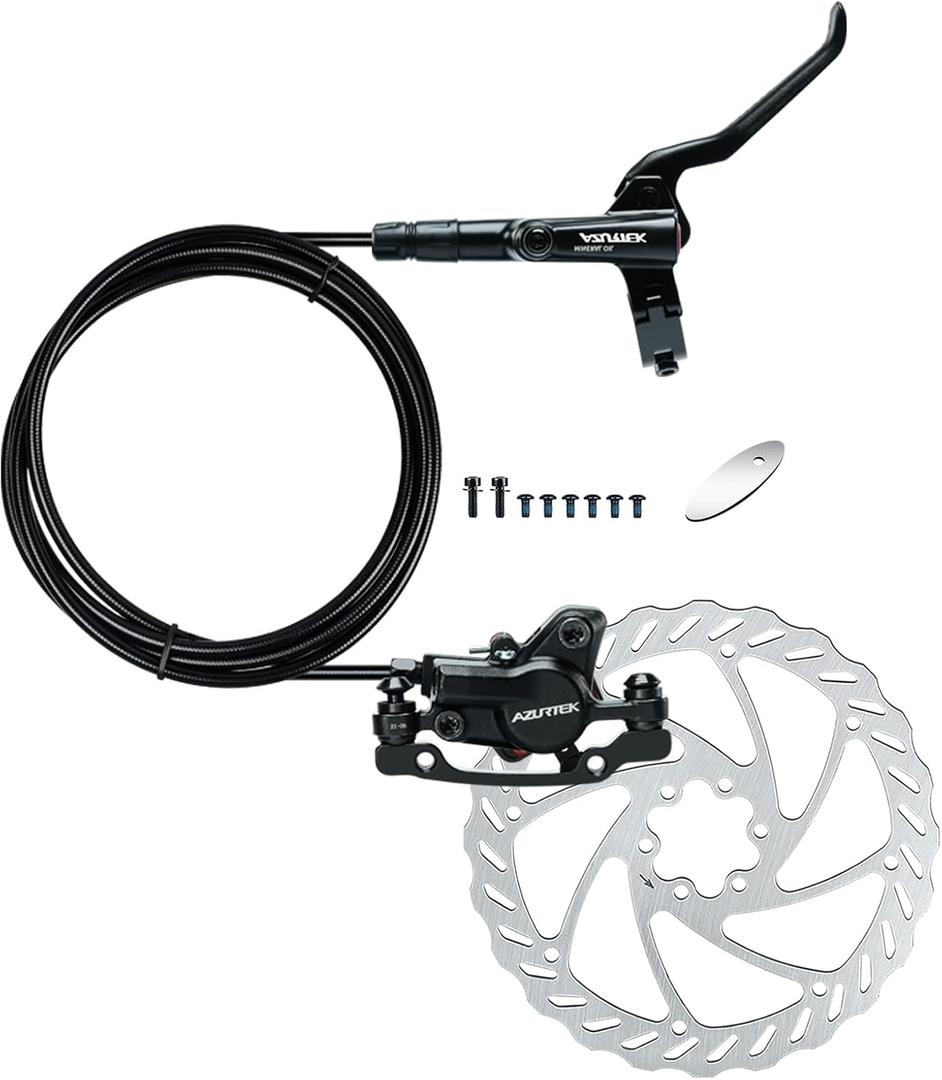 MTB Hydraulic Disc Brakes Set, Mountain Bike Right Rear 1450mm Brake Aluminum Alloy Levers with Calipers PM/is Adapter and 160mm Rotor Fit E-Bike(Pred Bled/Pads Included