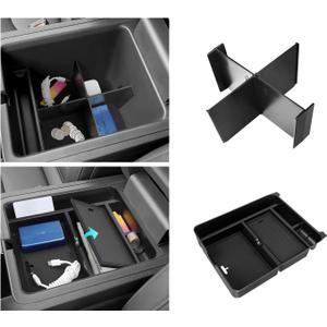 2PCS Center Console Organizer & Armrest Divider Compatible with Honda 2023-2026 Pilot & 2024-2026 Passport & 2024 2025 Ridgeline Accessories Insert Armrest Hidden Organizer