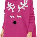 Haloumoning Girls Christmas Sweater Kids Oversized Turtleneck Cute Reindeer Sweaters with Side Slit