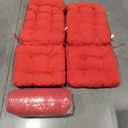 PRIMEPATIO Adirondack Chair Cushion, Rocking Chair Cushions Outdoor Waterproof, Replacement High Back Cushioned Seat Pad with Ties for Indoor Patio Porch Garden, 49x20x5 Inch Set of 4, Red