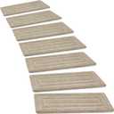 PURE ERA Bullnose Carpet Stair Treads Set Tape Free Non-Slip Indoor Stair Protectors Pet Friendly Rugs 9.5" x 30"(14 Pieces,Cream Gray Rectangular)