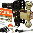 Adjustable Drawbar Trailer Hitch - 20,000 LBS, Fits 2 and 2-5/16 Inch Balls, US Gov Tested & Certified, for RV Towing, Motorcycles & Powersports