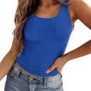 Women's Double Lined Square Neck Tank Top Sleeveless Basic Crop Tops Trendy Going Out Tops M