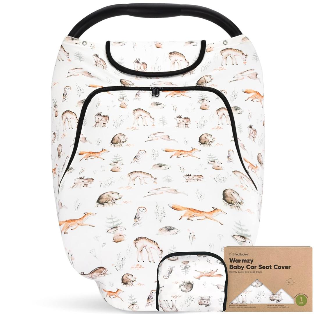 Baby Car Seat Cover for Boys, Girls - Breathable Infant Carseat Canopy for Winter, Rain, Universal Stretchy Fit Nursing Cover for Breastfeeding Newborns, Super Soft, Easy Access Zip Window (Arcadia) 