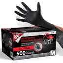 Venom Steel Industrial Nitrile Gloves, Chemical Resistant Disposable Black Gloves, Latex-Free, Powder-Free, Textured Grip, Heavy Duty Two-Layer Protection, 6 mil, Medium (Pack of 500)