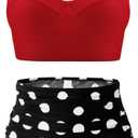 CHERRY CAT Womens Vintage Retro Polka High Waisted Underwire Bikini Two Piece Swimsuits (5X-Large, Red)