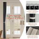 AJAZZ Blackout Accordion Door Curtain 98"x84" Black - Magnetic Folding Room Divider, No-Drill Sliding Patio Closet