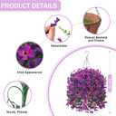INXUGAO Artificial Hanging Flowers Plants with Basket for Outdoors, Realistic Faux Silk Daisy Flower Eucalyptus for Spring Decor, UV Resistant Fake Plants for Porch Patio Yard Balcony, Violet
