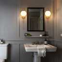 DEYNITE Modern Gold Wall Sconce Milk Globe Wall Light Fixtures with Pull Chain Switch for Bedroom Bathroom Balcony