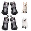 Dog Shoes for Small Dogs, Puppy Dog Boots & Paw Protector for Winter Snow Day, Summer Hot Pavement, Waterproof in Rain Weather, Ourdoor Hiking, Indoor Hardfloors with Anti Slip Sole 4PCS/Set Size 2