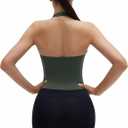 SUUKSESS Women Halter Tank Tops Deep V Neck Wrap Workout Crop Top Yoga Padded Bra