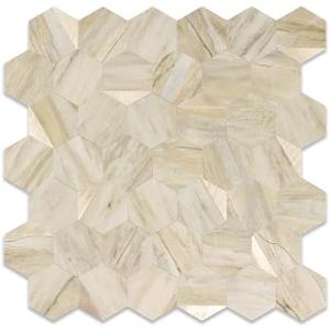 OYASIMI 10-Sheet Heavy-Duty Hexagon Peel and Stick Backsplash, Thick Waterproof &Heat Resistant Stick on Wall Tiles, Slate Beige Mosaic for Kitchen & Bathroom, Strong Adhesive Permanent PVC Tiles