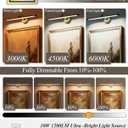 Hardwired Picture Light for Wall,39 Inch Modern Brass Dimmable Frame Light with Adjustable Swing Arm,3CCT LED Art Display Light for Paintings,120 Volts Gallery Wall Light,Hallway Vanity Light,12W