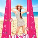 Tall Life Size Hot Pink Girls Photo Booth for Girls Birthday Party Photoshoot Princess Doll Let's Go Bachelorette Theme Party Decorations Girl Birthday Party Supplies Favors (4.9 Ft x 3.2 Ft)