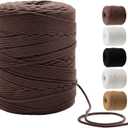 547 Yards 4mm Soft 4 Strand Twisted Cotton Macrame Cord Brown