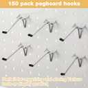 Moxweyeni 100 Pcs Pegboard Hooks Peg Board Organizer Accessories Holders Hanging Stainless Steel Display Wall Hooks for 1/8 and 1/4 Pegboard Wall for Garage Storage Tools (4 Inch)