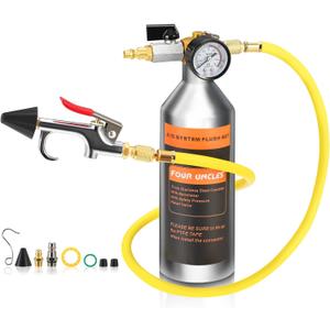 FOUR UNCLES AC Flush Kit - Air Conditioner System Cleaning Tool Set with Stainless Steel Canister and Nylon Hose & Flushing Spray Gun for R134a R12 R22 R410a R404a(Not Includes Flush Solvent)