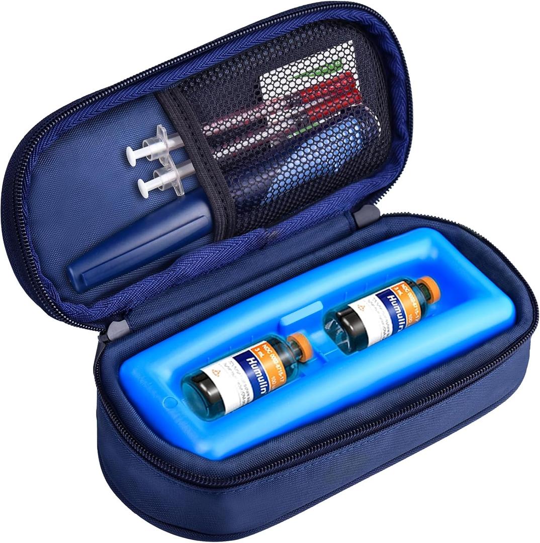 Cruxer Insulin Vial Cooler Travel Case,Diabetes Carrying Insulated Bag for Supplies Keep Medicine Cool,Diabetic Small Bottle Protector Kit for Storage,Portable Mini Pack with Protective Ice Brick
