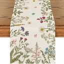 Artoid Mode Floral Wildflowers Herb Spring Table Runner, Seasonal Kitchen Dining Table Decoration for Home Party Decor 13x60 Inch