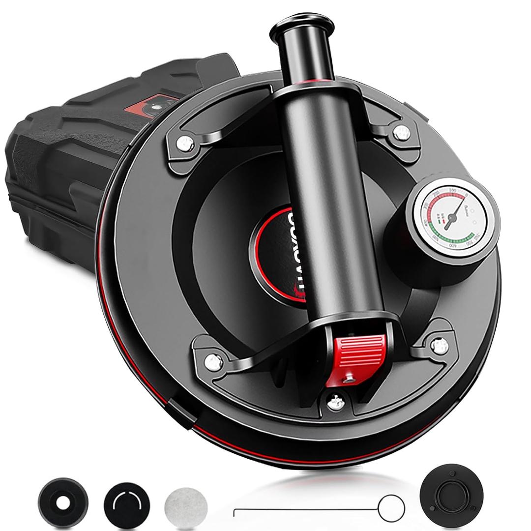 8" Glass Suction Cups Lift Glass, Heavy Duty Hand-held Suction Cups 650LBS Load Capacity for Large Granite, Tile, Glass Lifting, with a Protective Cover and Box