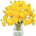 Letjolt Ranunculus Artificial Flower Yellow Silk Flowers Faux DIY Bouquet for Wedding Engagement Centerpieces Arrangements Bridal Shower Decorations Home Decor 18pcs