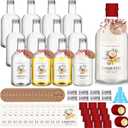 Baderke 12 Set Christmas Plastic Coquito Bottles 16 oz Christmas Bottles with Caps and Tags Xmas Homemade Coquito for Home Brewing Xmas Party Favors (Red)