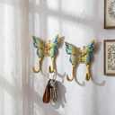 2 Pack Butterfly Wall Hooks Decorative Vintage Brass Coat Towel Hooks Wall Mounted with Screw for Hanging Purse Hat Keys Clothes Curtain Heavy Duty Bathroom Decor