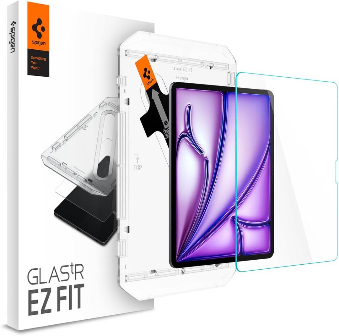 Spigen EZ Fit [1P] Screen Protector for iPad Air 13 inch M4 2026, M3 2025 | M2 2024, 9H Hardness Tempered Glass, Easy Installation Kit, Case-Friendly, Crystal Clear, Touch Responsive