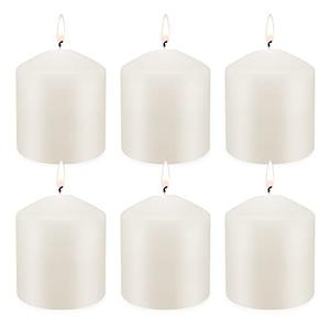 MISSYO 6 Pack 3x3 Inch Pillar Candles, 35 Hours Dripless Smokeless Unscented Candles for Home Weddings Restaurant Spa Church and Emergency Ivory