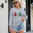 Merry and Bright Sweatshirts Women Funny Leopard Printed Plaid Christmas Trees Long Sleeve Shirt Xmas Graphic Pullover Tops (Gray, M)