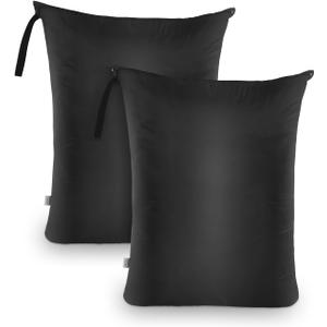 OTraki 2Pcs Large Laundry Bags 24x32 inch Wet Dry Bag Reusable Waterproof bag with Zipper Wet Clothes Blanket/Bedding/Coat/Sweater Organize Machine Washable for Home Travel Hotel Camping, Black