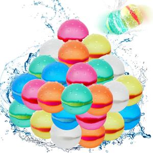 24 Pcs Reusable Water Balloons, Self-Sealing Refillable Water Balls, Pool Toys for Kids Ages 4-14, Pool Beach & Outdoor Water Ballons