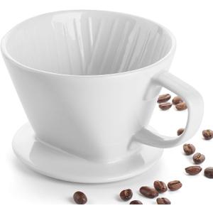 DOWAN Pour Over Coffee Maker, Non-Electric Pour Over Coffee Dripper, Manual Brew Maker, Single Cups Porcelain Slow Brewing Accessories for Gifts,White