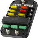 WUPP 12V Fuse Block with Relay, Automotive 6 Circuits Fuse Box With ACC Interface, Universal Fuse Block and Relay Kit for Cars Trucks Marine Boat