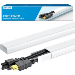 Yecaye 142in Wall Cord Hider for 2-3 Cords, On-Wall Cord Cover Channel, Cable Concealer, Cable Cover Cords Management for Home Office, W0.94in H0.47in, White
