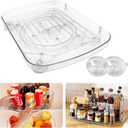 Lazy Susan Organizer 16.5''x11'' Fridge Organizers and Storage 360Rotating Lazy Susan Turntable Organizer for Refrigerator Rectangle Fridge Turntable for Kitchen, Cabinet, Pantry