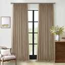 Tan Brown Pleated Linen Blackout Curtains 90 Inches Long for Bedroom Living Room Pinch Pleat Black Out Thermal Insulated Ring Hooks Back Tab Room Darkening Drapes Coffee Color Curtains with Liner